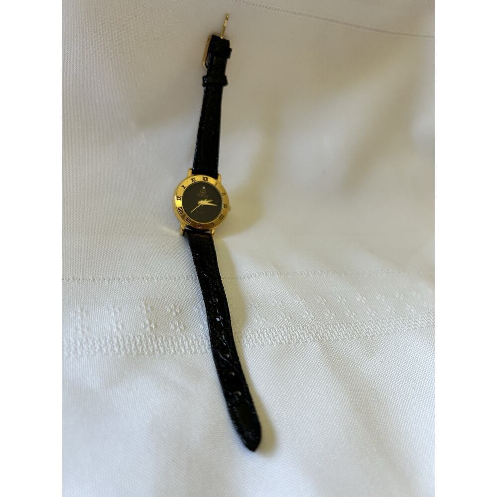 Gucci Diamond 3000L Gold PL Black Leather women watch Vintage - Picture 14 of 16